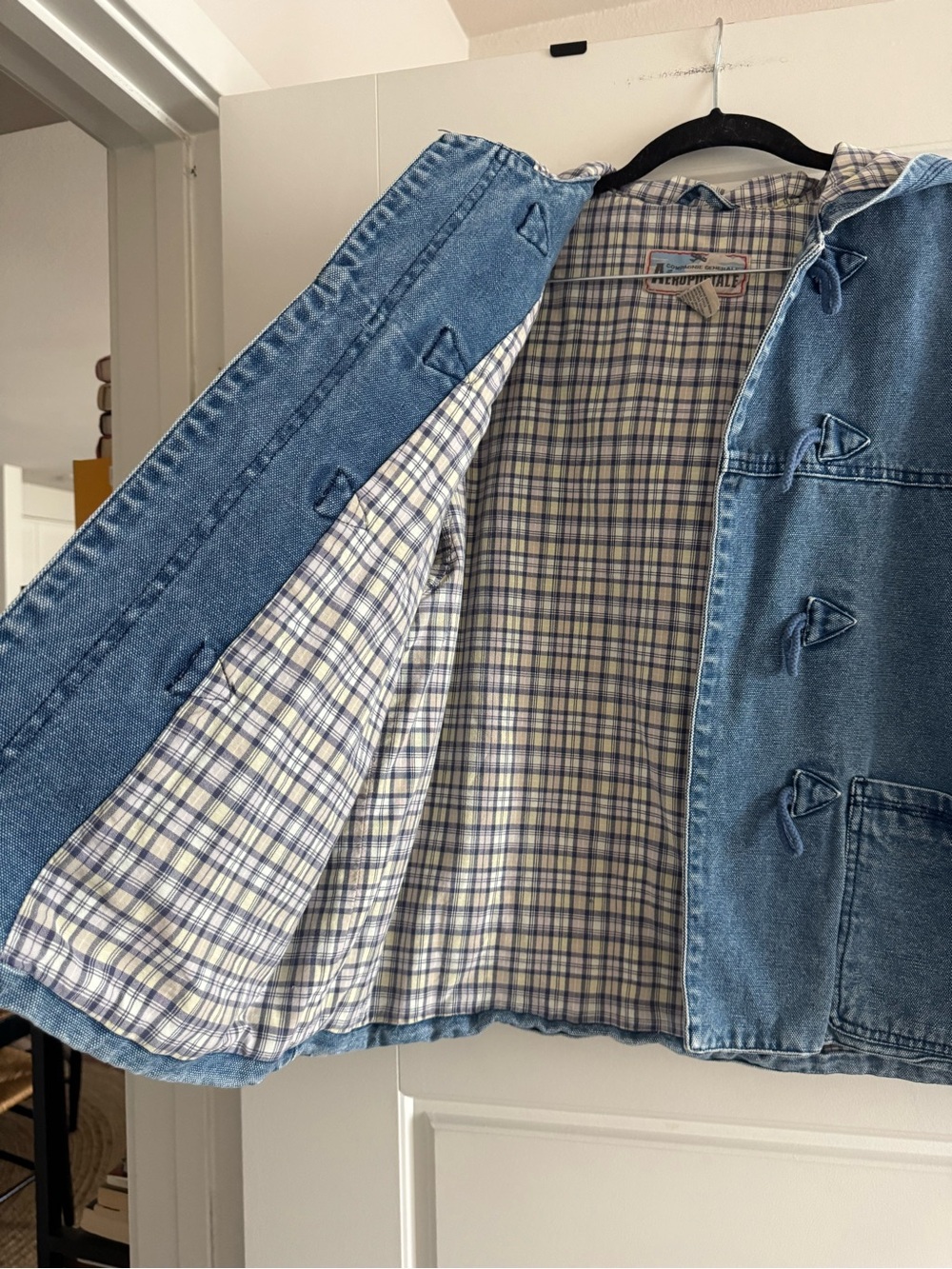 Aeropostale vintage Blue and White Plaid Lined Denim jacket - Picture 5 of 8